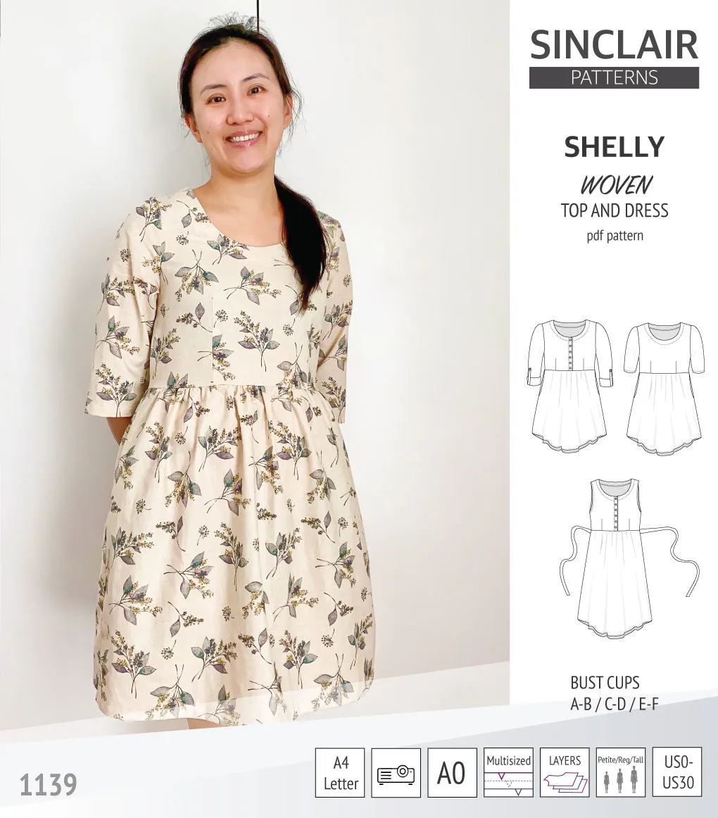 Shelly woven dress with a placket PDF)