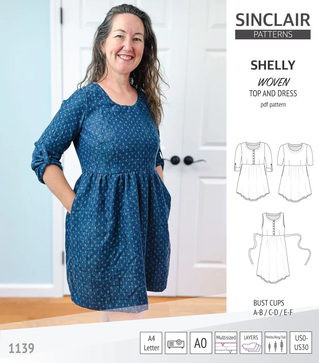 Shelly woven dress with a placket PDF)