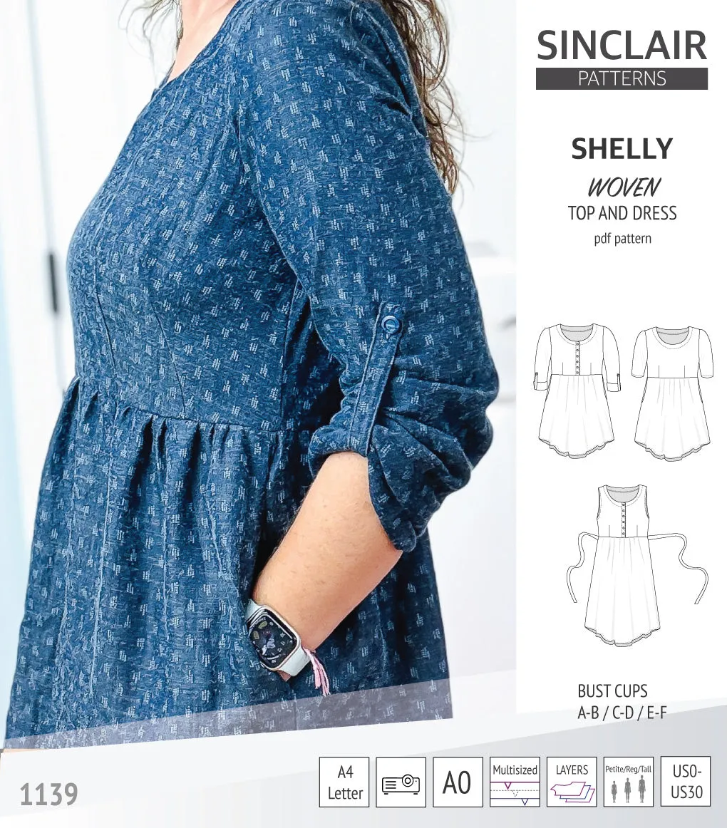 Shelly woven dress with a placket PDF)