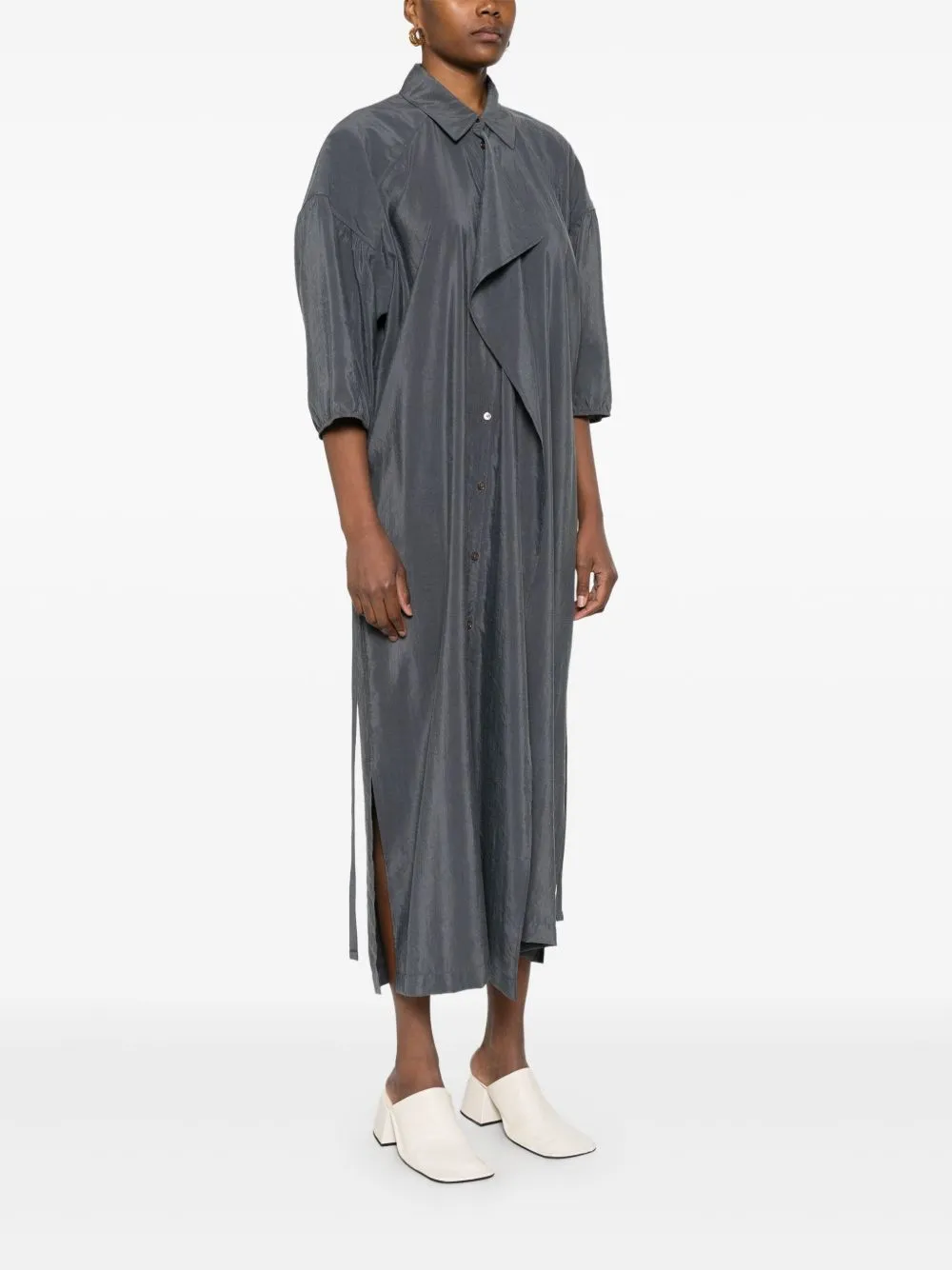 Silk asymmetric shirt dress