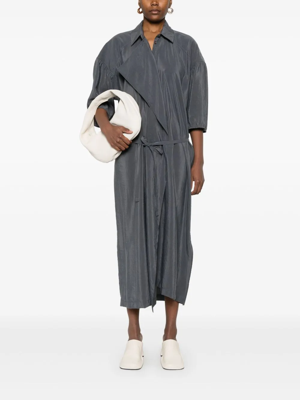 Silk asymmetric shirt dress
