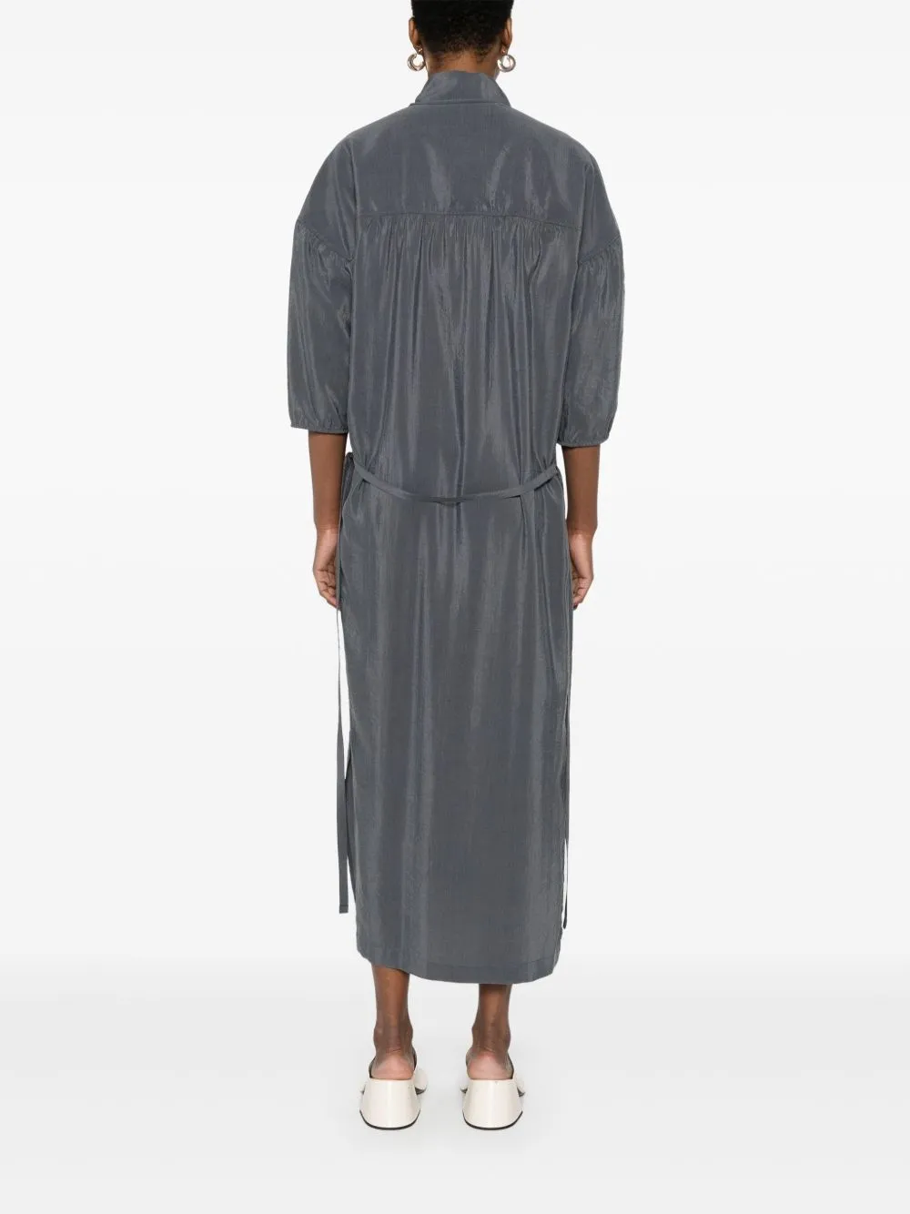 Silk asymmetric shirt dress