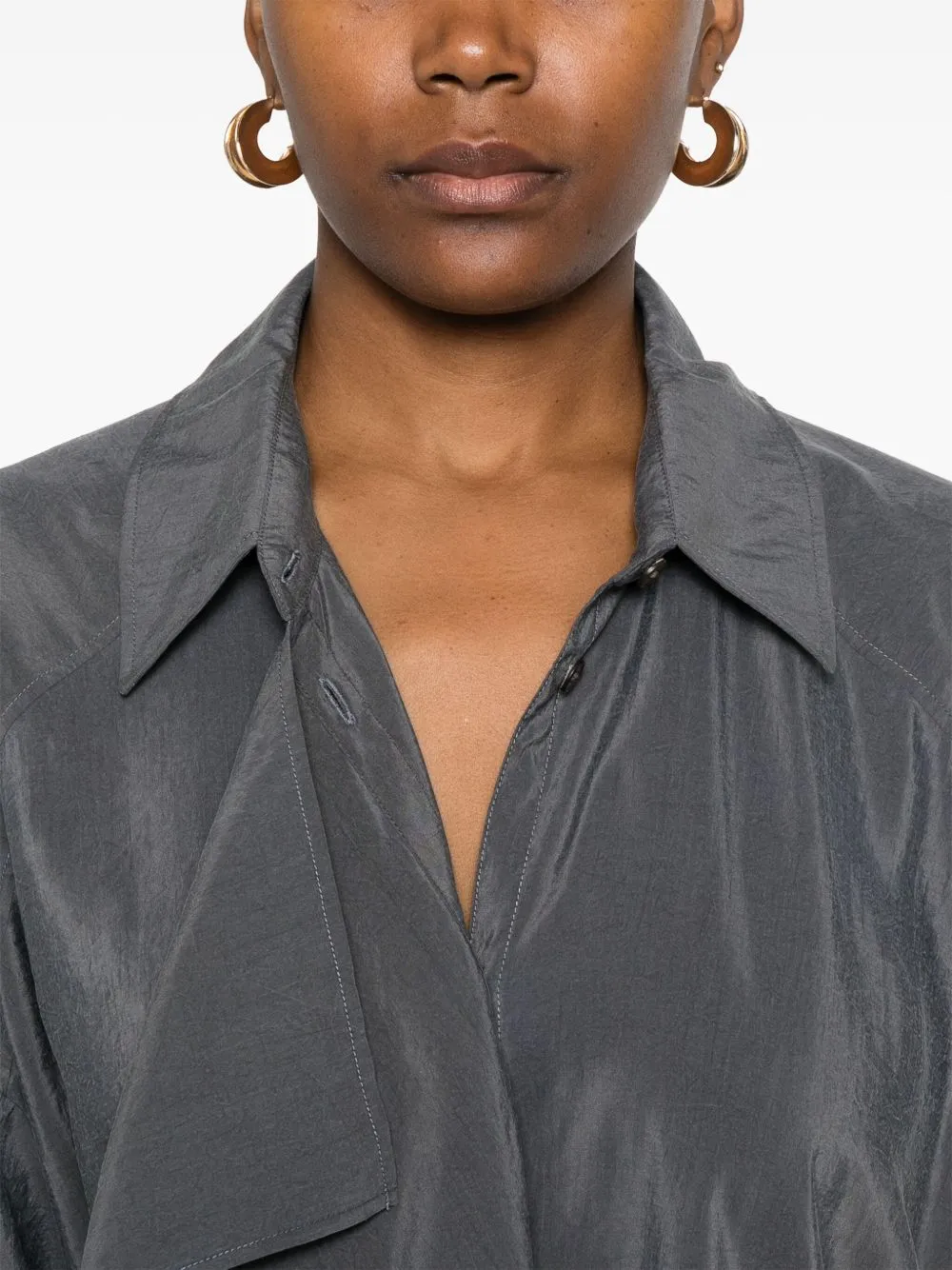 Silk asymmetric shirt dress