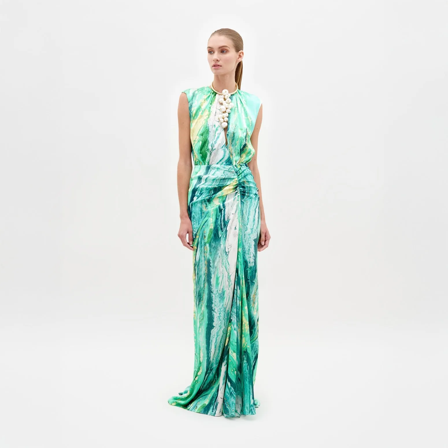 Silvia Tcherassi Samaira Dress in Green Marble