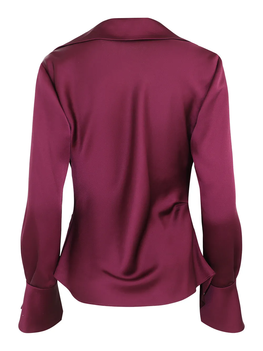 Simkhai Symone Long Sleeve Cowl Neck Top in Acai