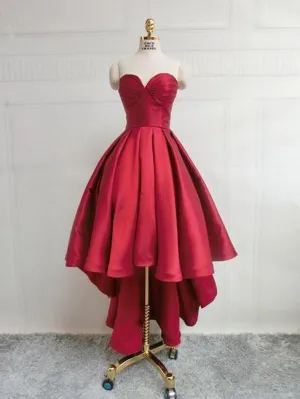 Simple Cute Dark Red High low Cheap Homecoing Dresses 2018, BDY0227