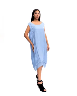 Sky Blue Double Layer Midi Dress