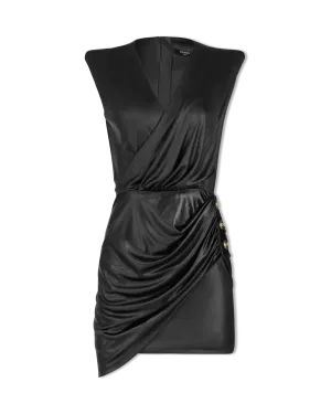 Sleeveless Draped Jersey Mini Dress