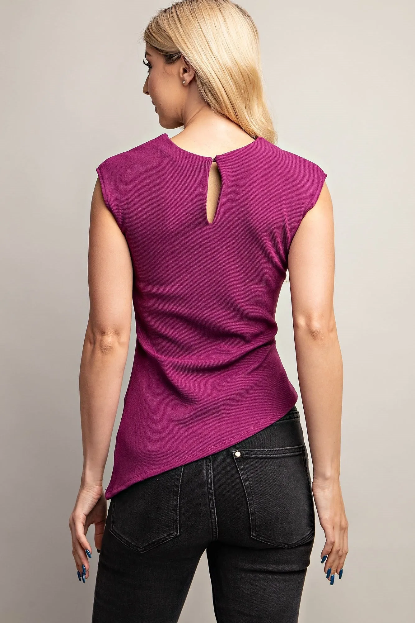 Sleeveless Ruched Side Asymmetrical Top GT7313