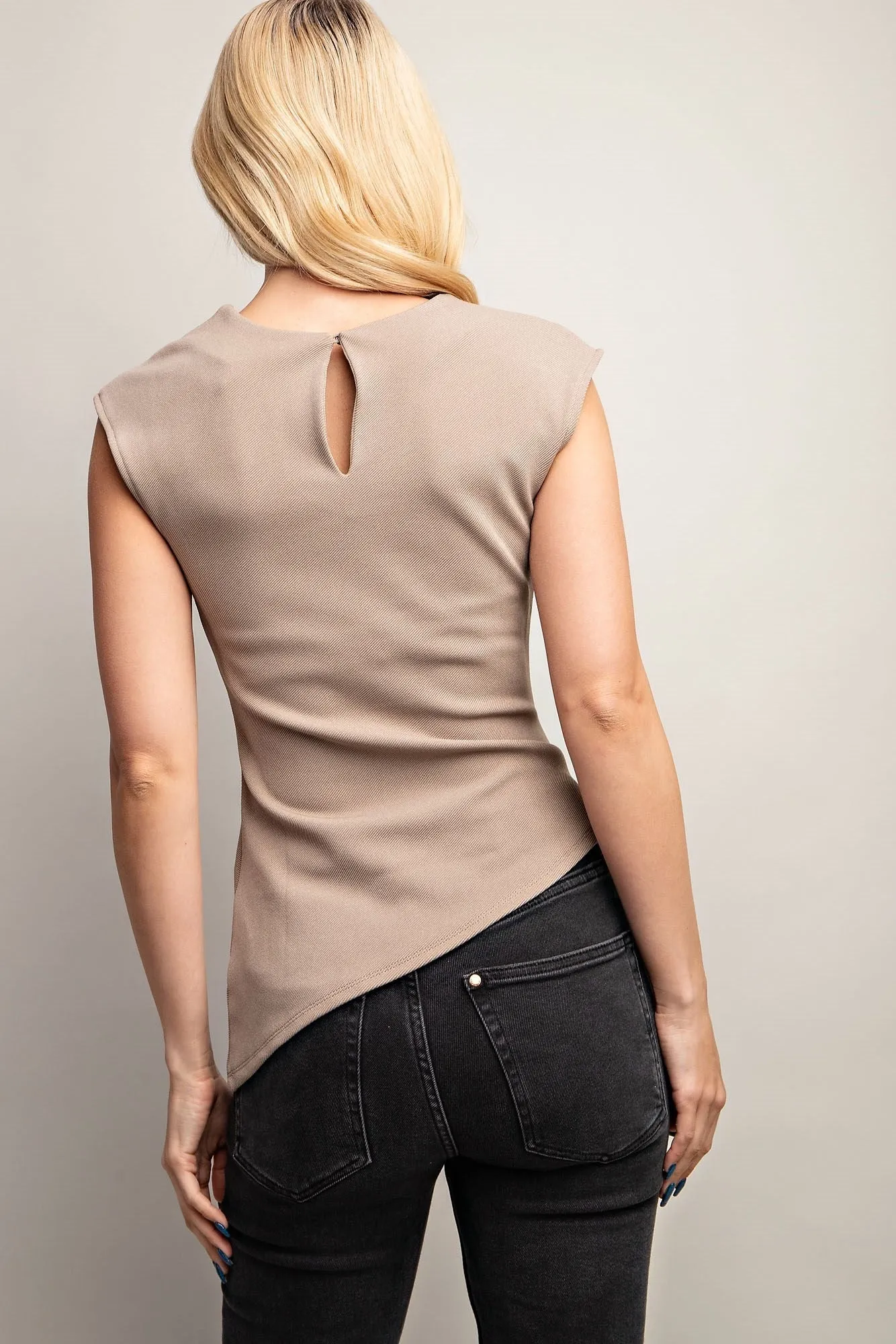 Sleeveless Ruched Side Asymmetrical Top GT7313
