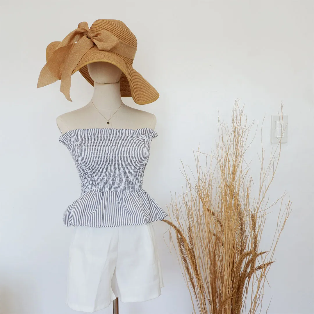 Smocked Peplum Tube Top