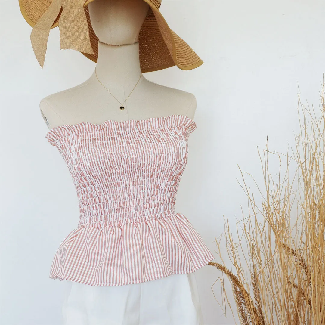 Smocked Peplum Tube Top