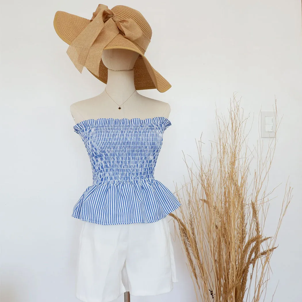 Smocked Peplum Tube Top