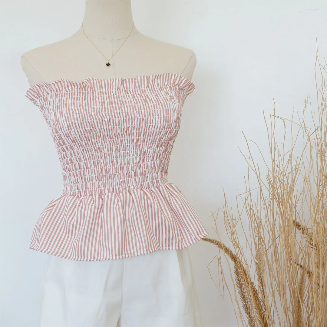 Smocked Peplum Tube Top