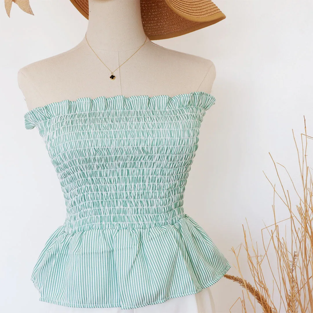 Smocked Peplum Tube Top