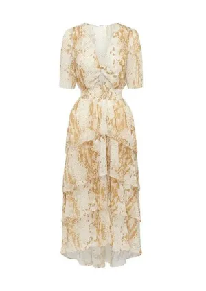 Snake Print Tiered High Low Dress