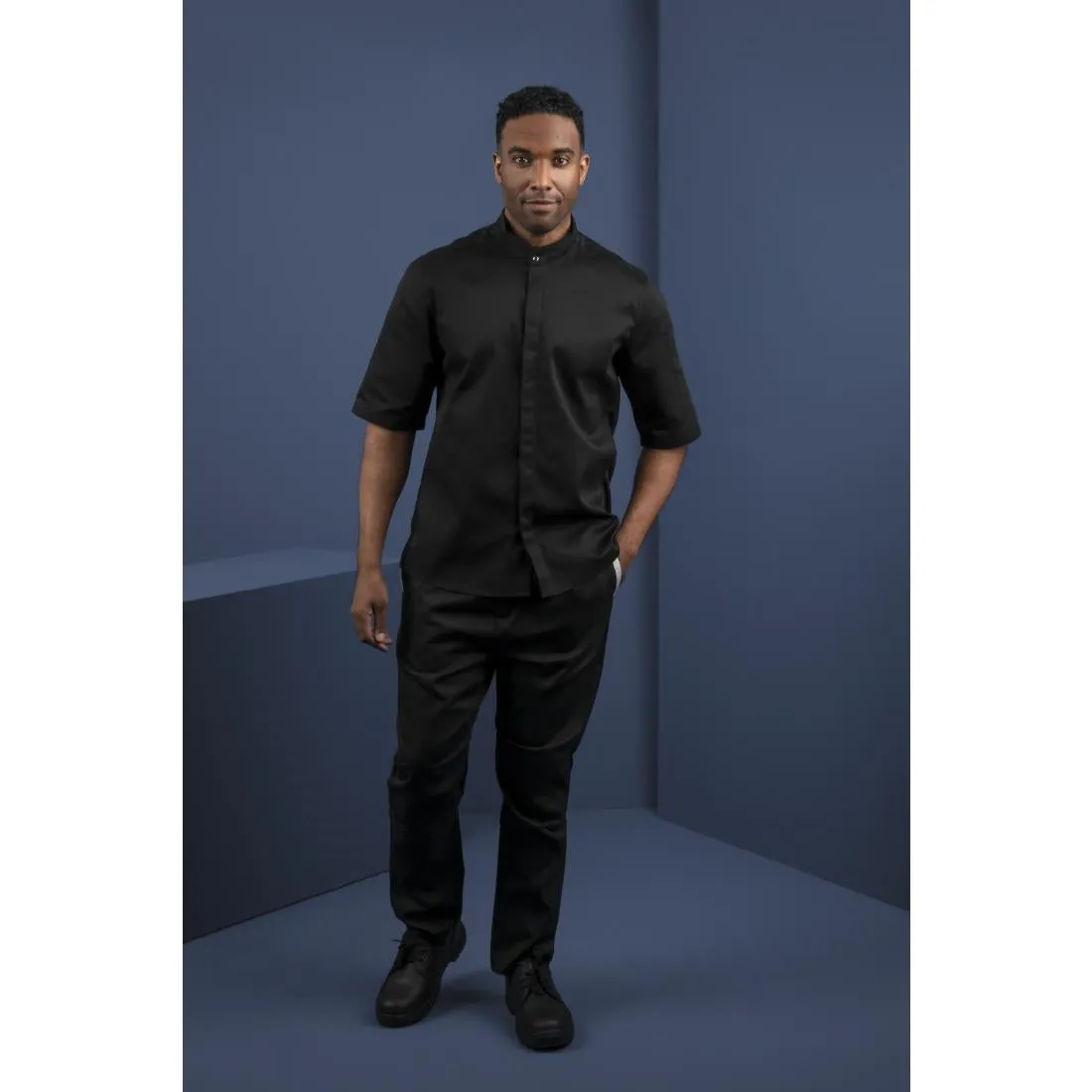 Southside Band Collar Chef Jacket Black M