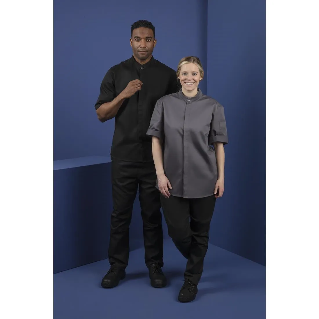Southside Band Collar Chef Jacket Charcoal S