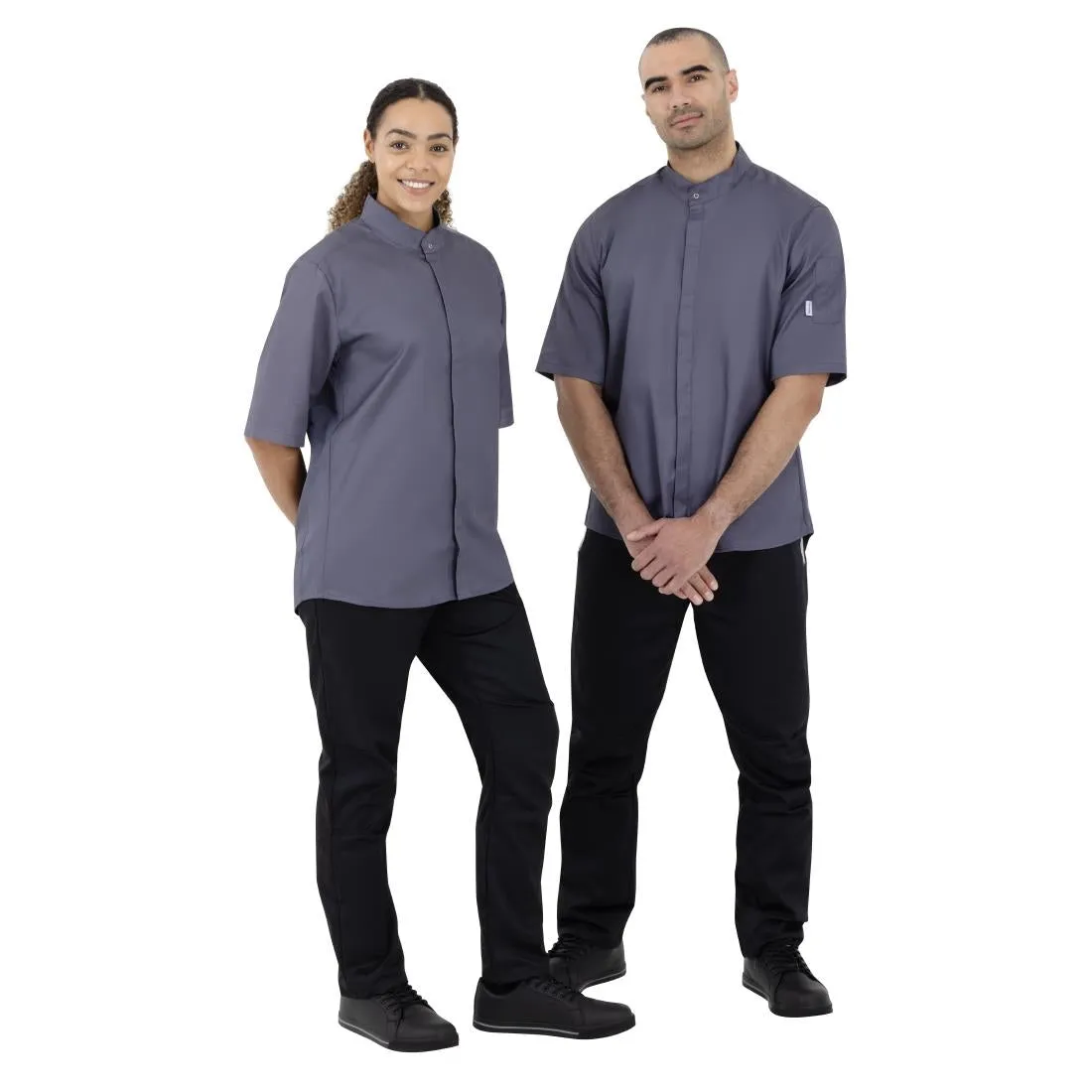 Southside Band Collar Chef Jacket Charcoal S