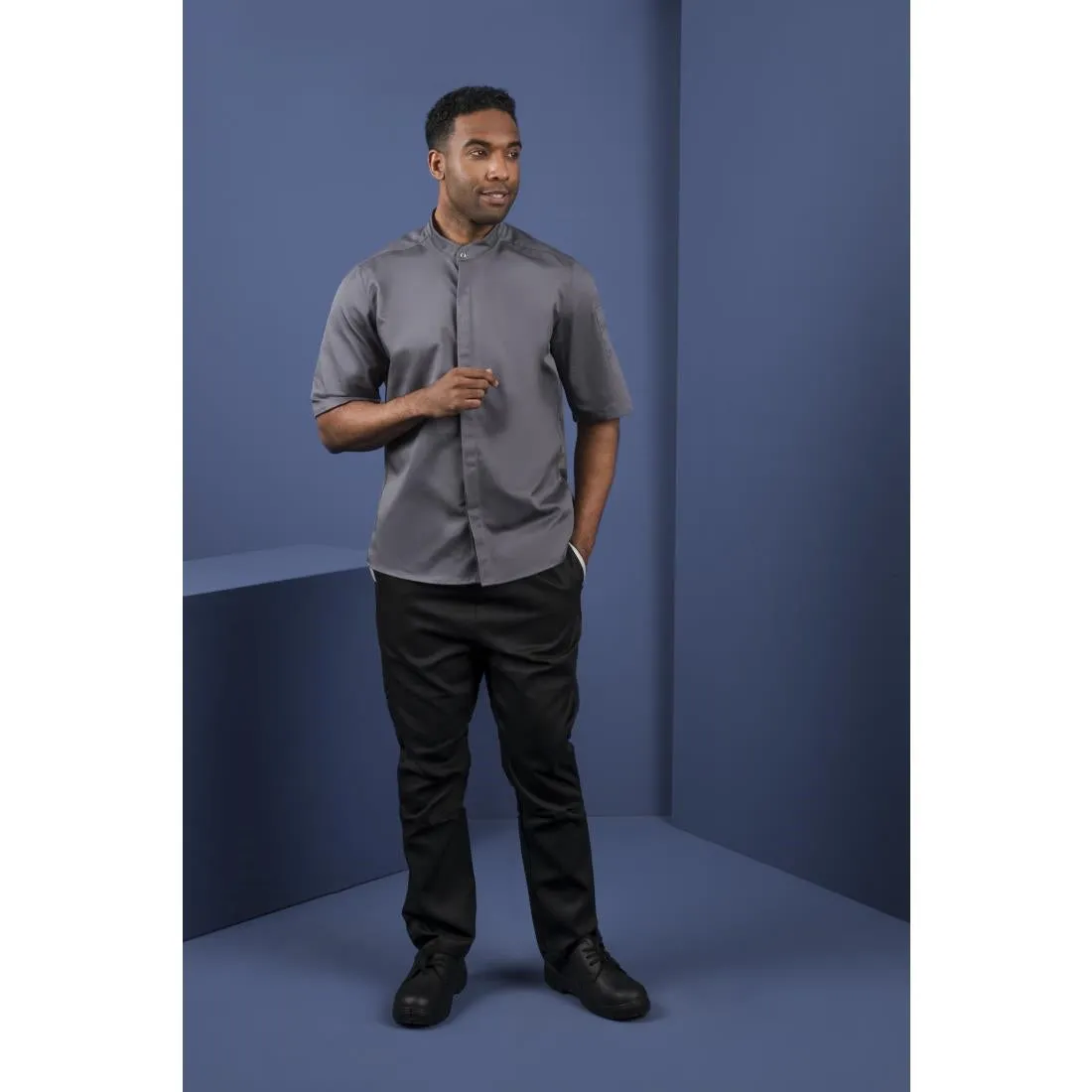 Southside Band Collar Chef Jacket Charcoal S