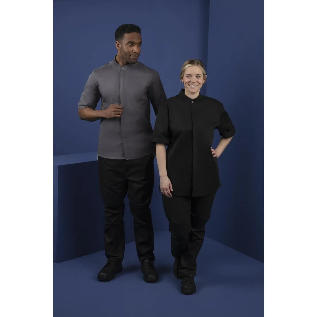 Southside Band Collar Chef Jacket Charcoal S