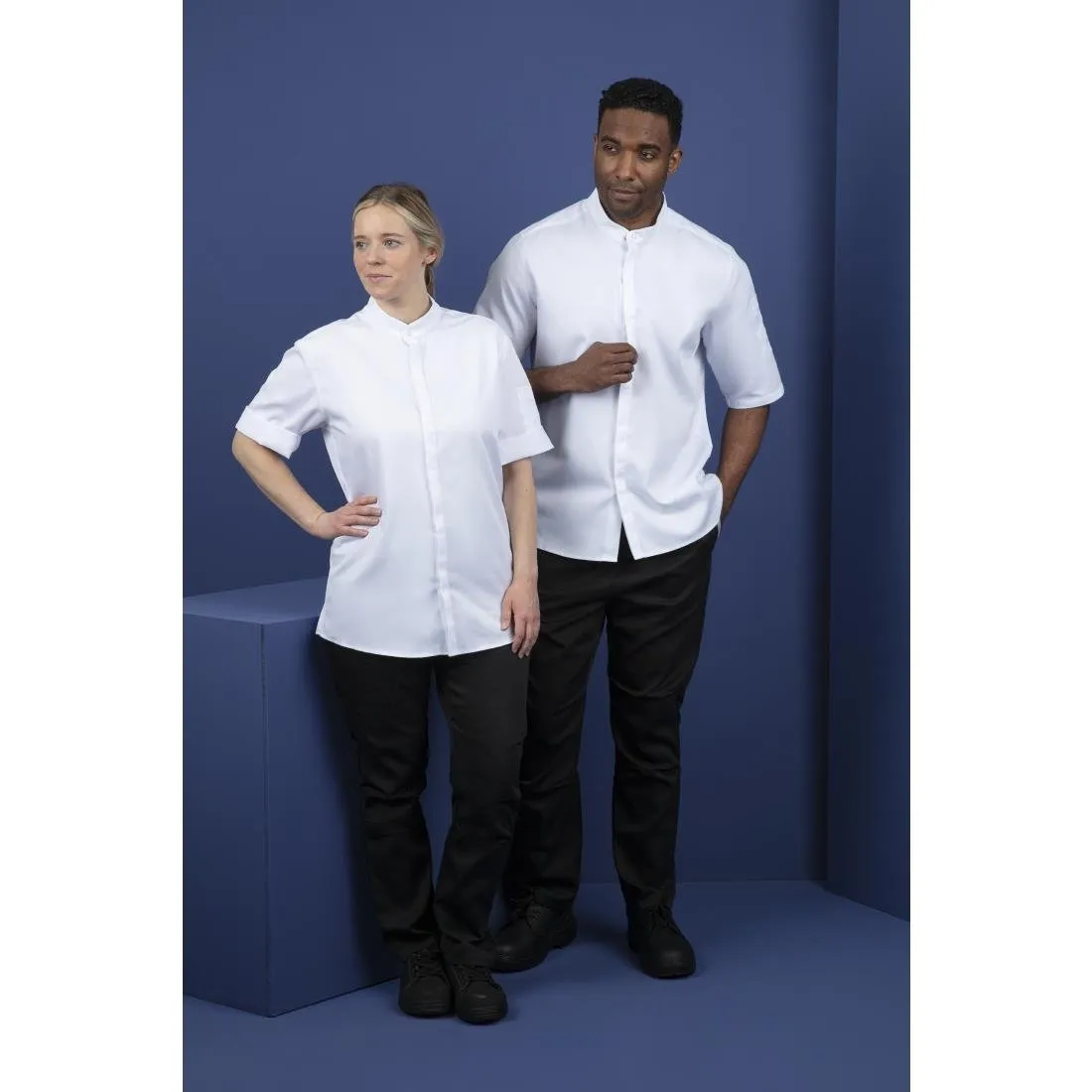 Southside Band Collar Chef Jacket White L