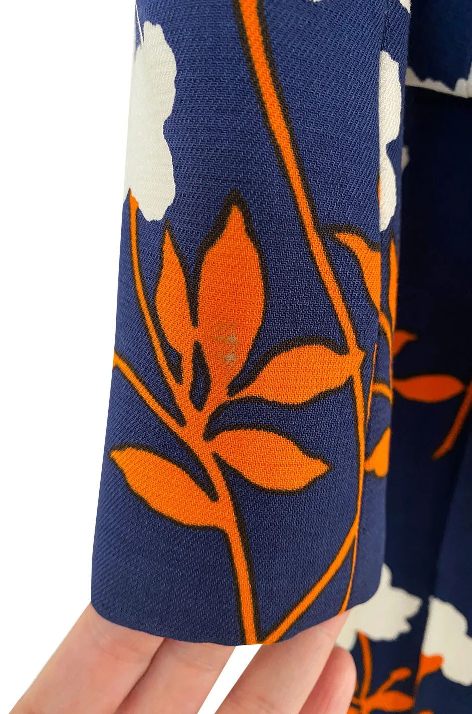 Spring 1973 Givenchy Haute Couture Lovely Long Stem Floral Print Dress & Jacket Set