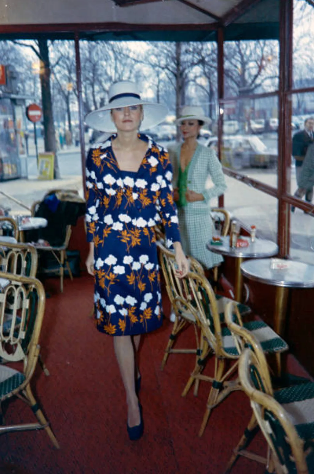 Spring 1973 Givenchy Haute Couture Lovely Long Stem Floral Print Dress & Jacket Set