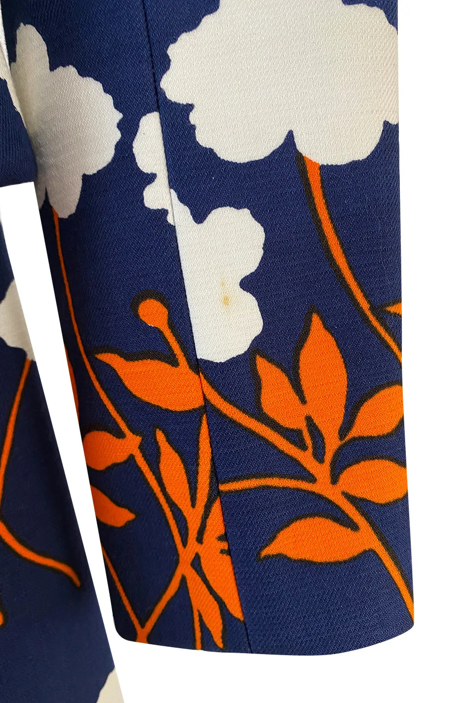 Spring 1973 Givenchy Haute Couture Lovely Long Stem Floral Print Dress & Jacket Set