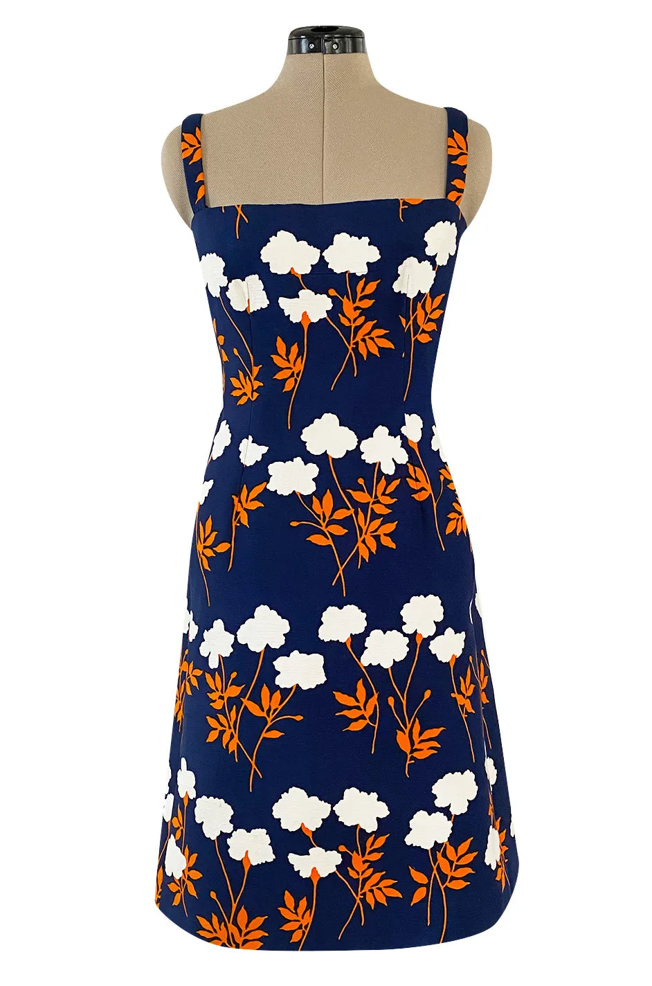 Spring 1973 Givenchy Haute Couture Lovely Long Stem Floral Print Dress & Jacket Set