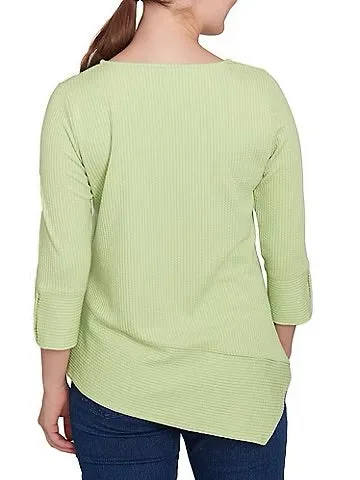 Square Neck Asymmetrical Top - Avocado