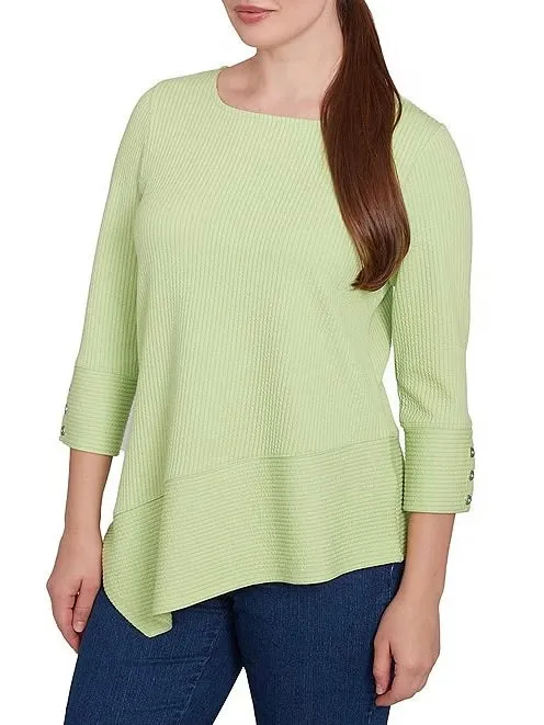 Square Neck Asymmetrical Top - Avocado