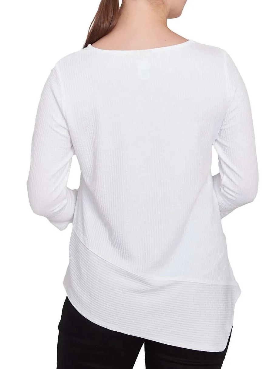 Square Neck Asymmetrical Top - White