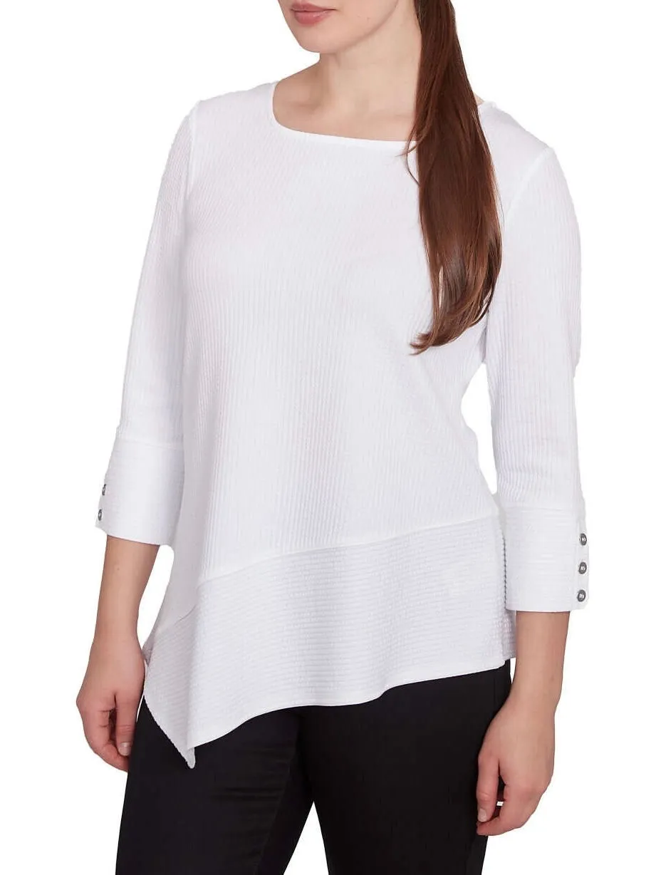 Square Neck Asymmetrical Top - White