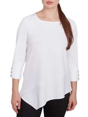 Square Neck Asymmetrical Top - White