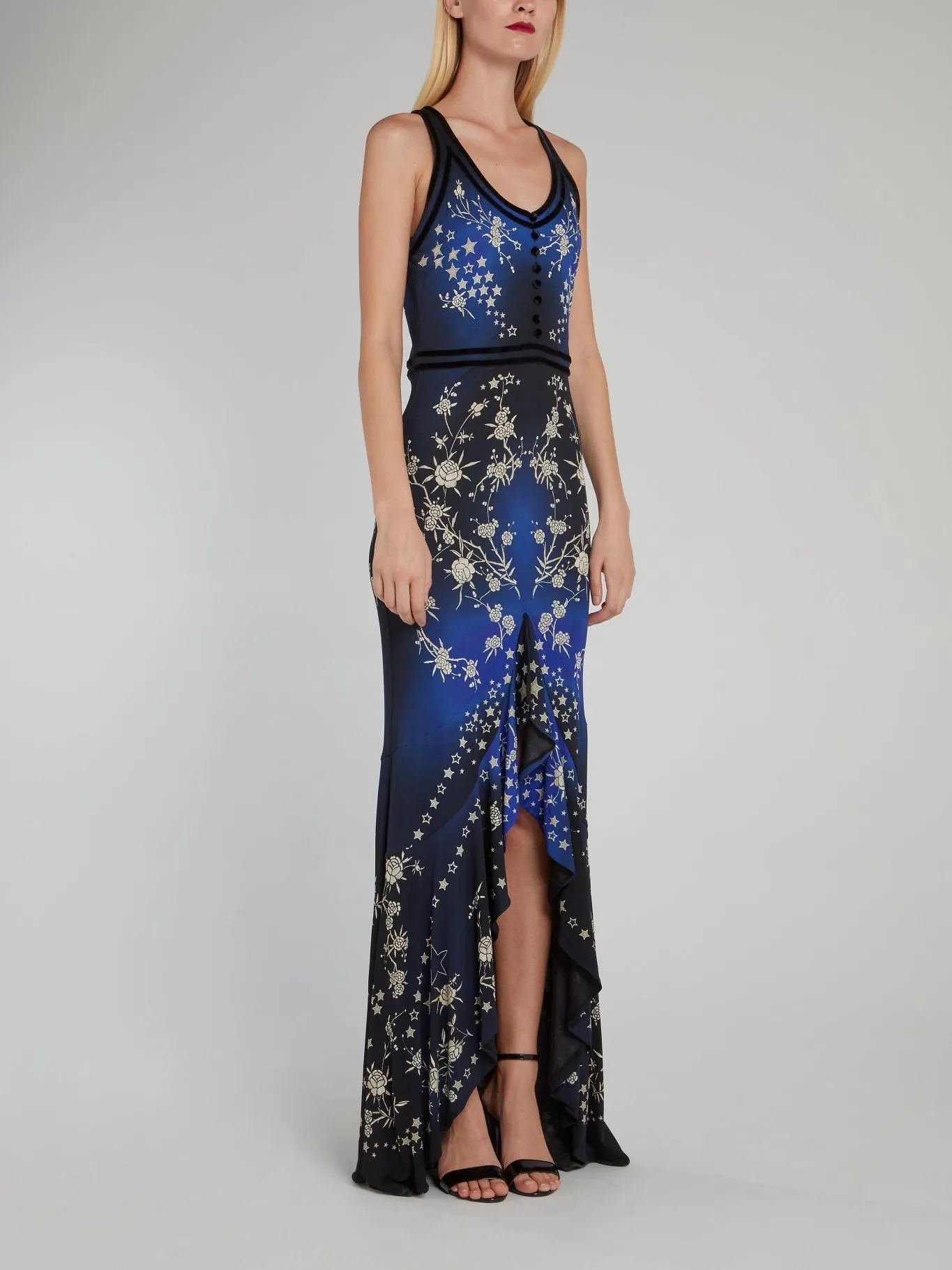 Star Print Corsage High-Low Dress
