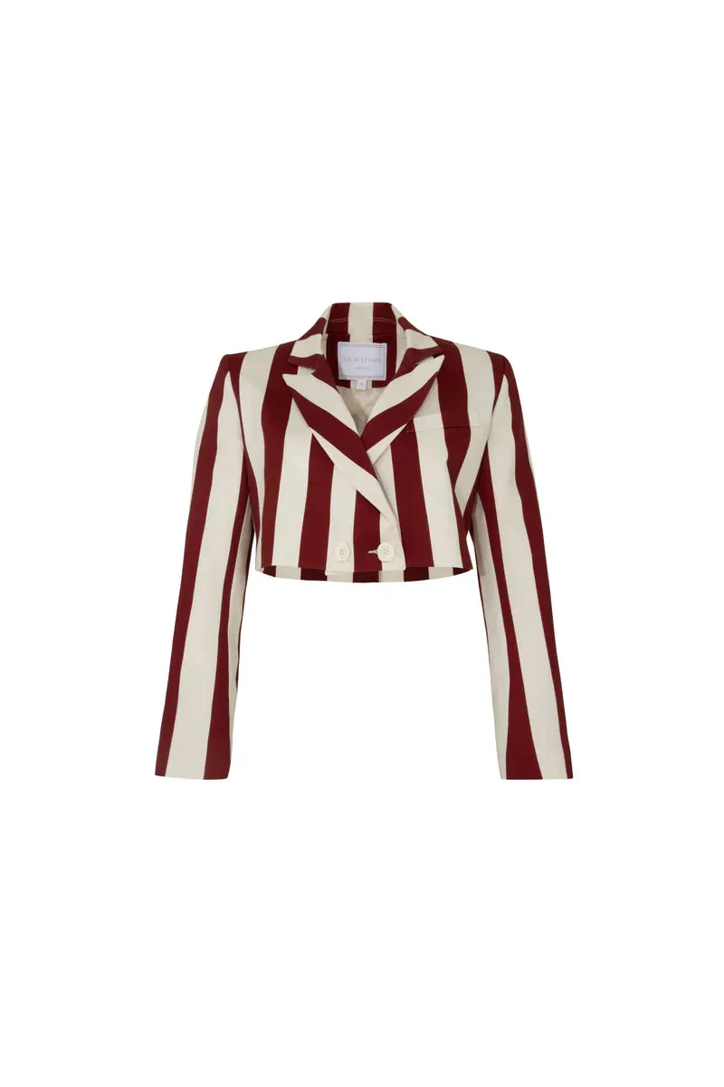 Step Right Up Jacket - Merlot Stripe