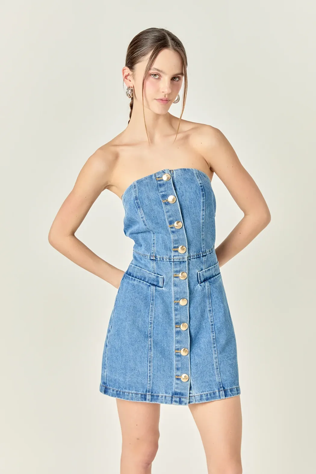 Strapless Denim Mini Dress
