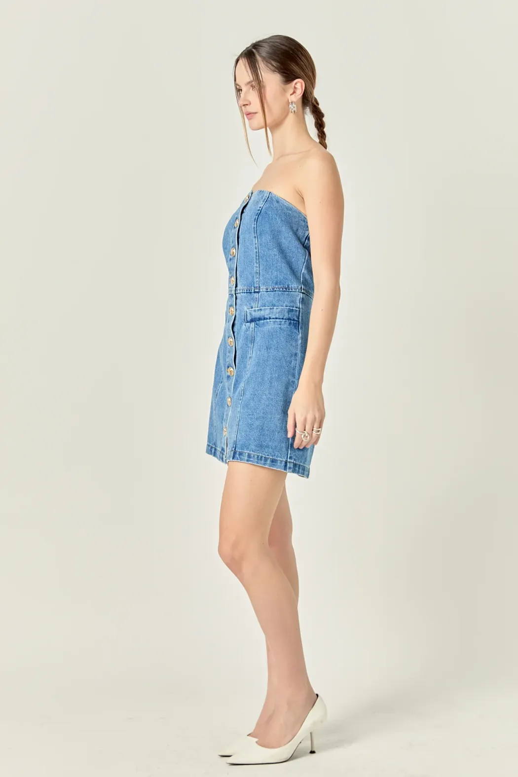 Strapless Denim Mini Dress