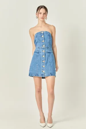 Strapless Denim Mini Dress