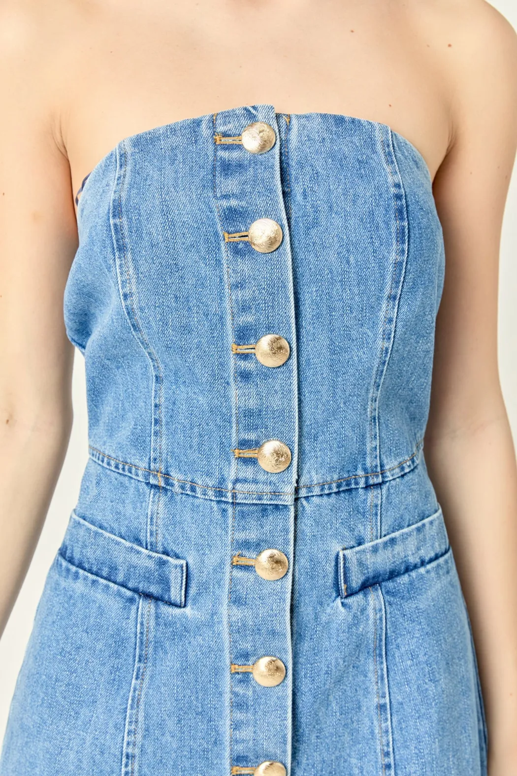 Strapless Denim Mini Dress
