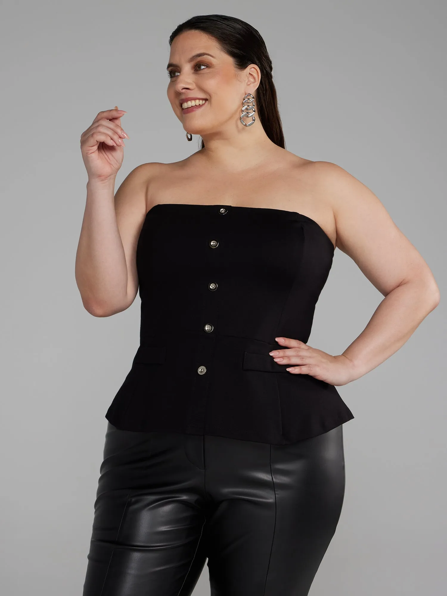 Strapless Peplum Top