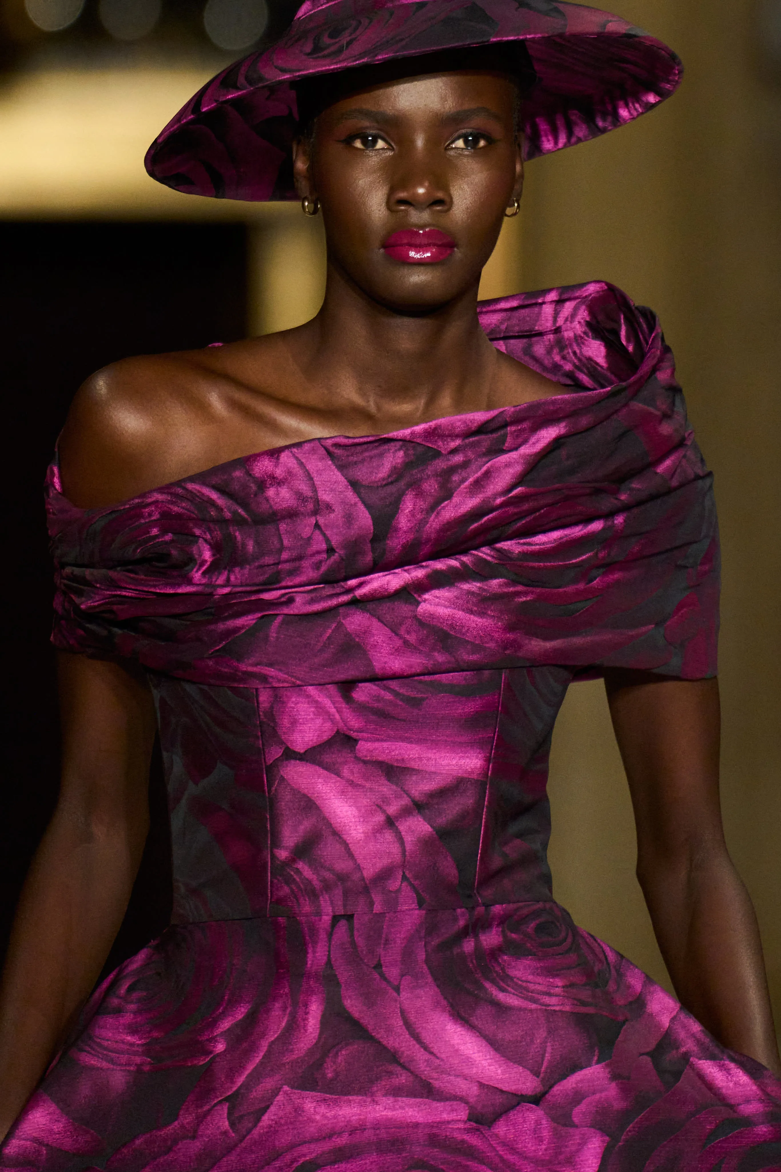 Strapless Sculpted Rose Print Mini Dress