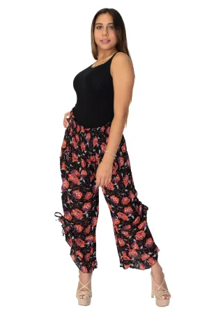 Stylish Printed Bottom Tie with Ruffle Pant Peach Mix