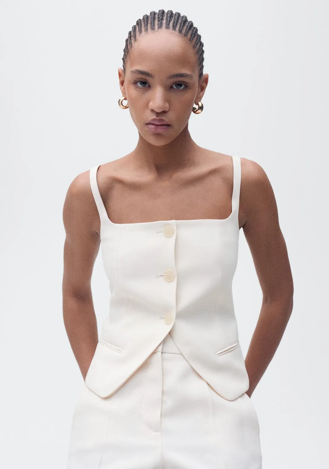 Suit waistcoat with open back - Light Beige
