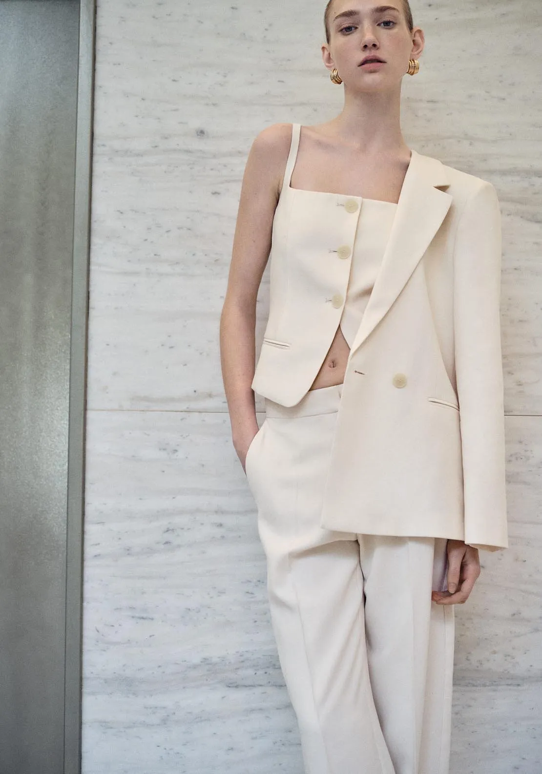Suit waistcoat with open back - Light Beige
