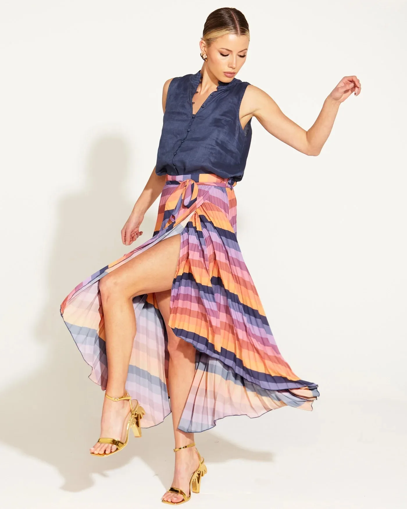 Sunseet Dream Pleated Midi Skirt