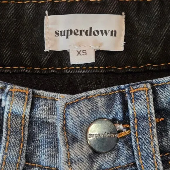 Superdown Carmen Two Toned Jean Blue and Washed Black Size XS