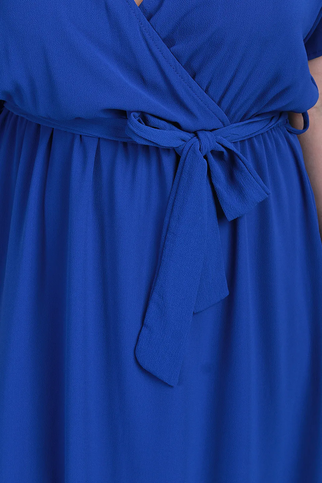Surplice V-Neck Self-Tie High Low Maxi Dress