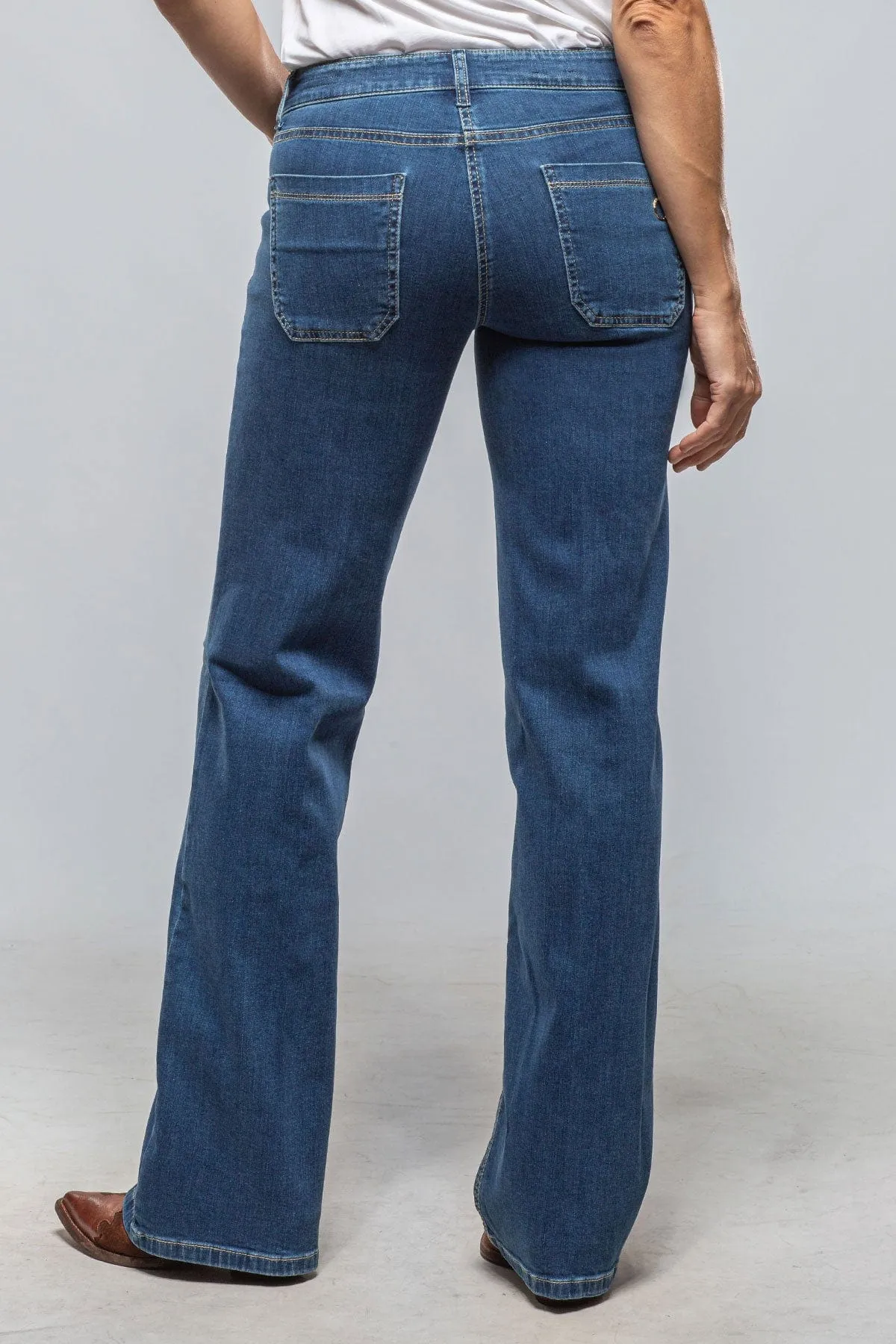 Tess Wide Leg, Patch Pockets, In Med. Blue